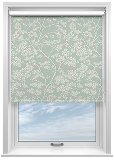 Cherry Blossom, Pastel Green - Roller Blind